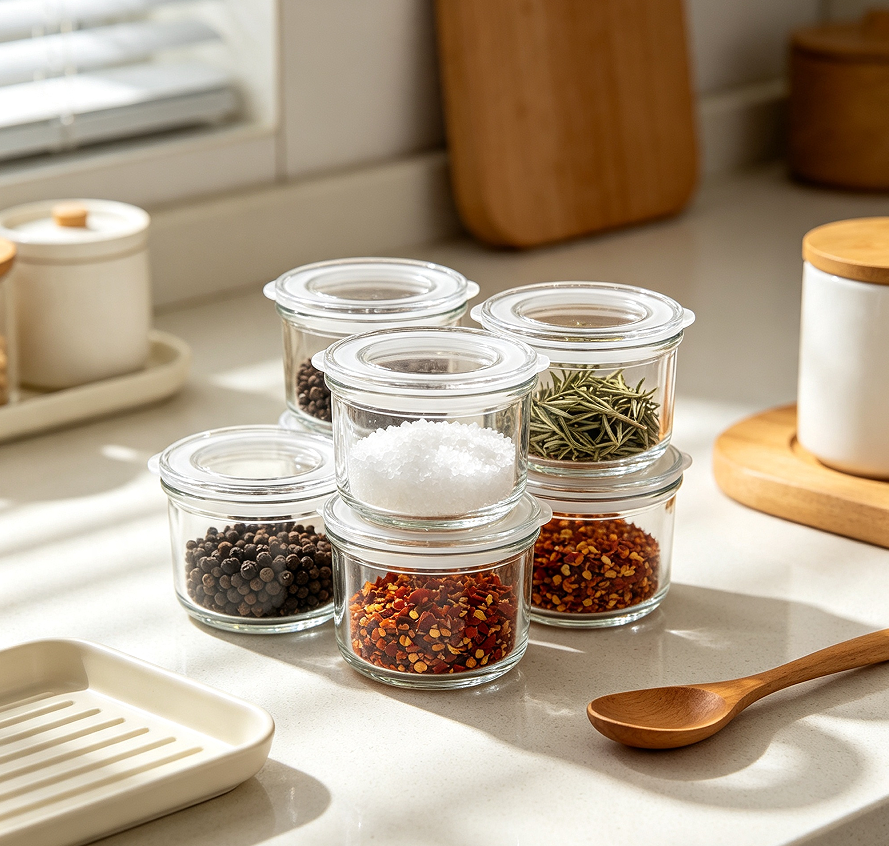 Stackable Glass Seasoning Jars For Kitchen Organization
