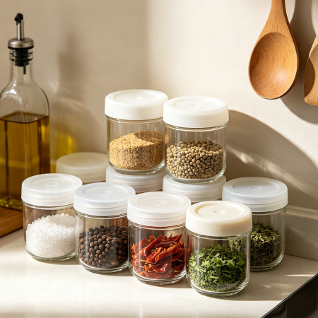 Clear Spice Storage Jars With Screw Top Lids
